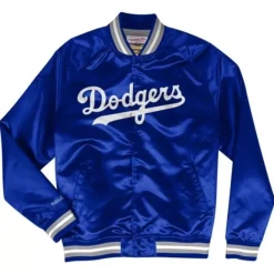 Mitchell & Ness Jackets & Outerwear-Double Clutch Lightweight Satin Jacket Los Angeles Dodgers