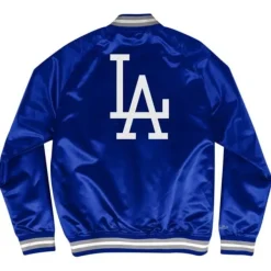 Mitchell & Ness Jackets & Outerwear-Double Clutch Lightweight Satin Jacket Los Angeles Dodgers