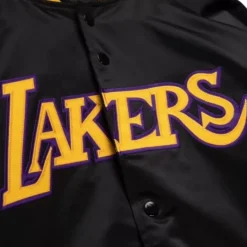 Mitchell & Ness Jackets & Outerwear-Double Clutch Lightweight Satin Jacket Los Angeles Lakers