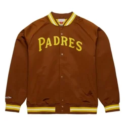 Mitchell & Ness Jackets & Outerwear-Double Clutch Lightweight Satin Jacket San Diego Padres