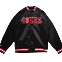 Mitchell & Ness Jackets & Outerwear-Double Clutch Lightweight Satin Jacket San Francisco 49Ers
