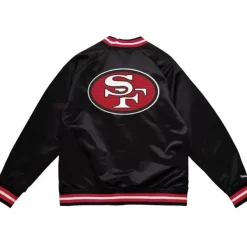 Mitchell & Ness Jackets & Outerwear-Double Clutch Lightweight Satin Jacket San Francisco 49Ers