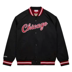 Mitchell & Ness Jackets & Outerwear-Double Clutch Lightweight Satin Jacket Chicago Bulls