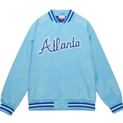 Mitchell & Ness Jackets & Outerwear-Double Clutch Lightweight Satin Jacket Atlanta Braves