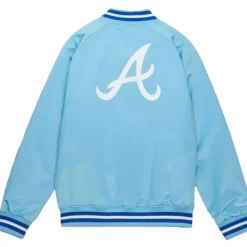 Mitchell & Ness Jackets & Outerwear-Double Clutch Lightweight Satin Jacket Atlanta Braves
