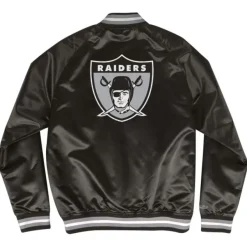 Mitchell & Ness Jackets & Outerwear-Double Clutch Lightweight Satin Jacket Oakland Raiders
