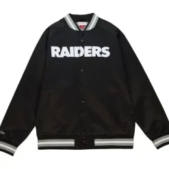 Mitchell & Ness Jackets & Outerwear-Double Clutch Lightweight Satin Jacket Oakland Raiders