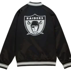 Mitchell & Ness Jackets & Outerwear-Double Clutch Lightweight Satin Jacket Oakland Raiders