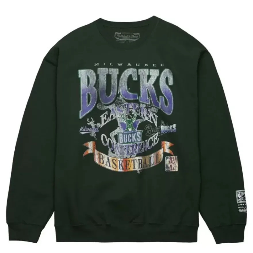 Mitchell & Ness Hoodies & Sweatshirts-Easy Cool Crewneck Sweatshirt Milwaukee Bucks