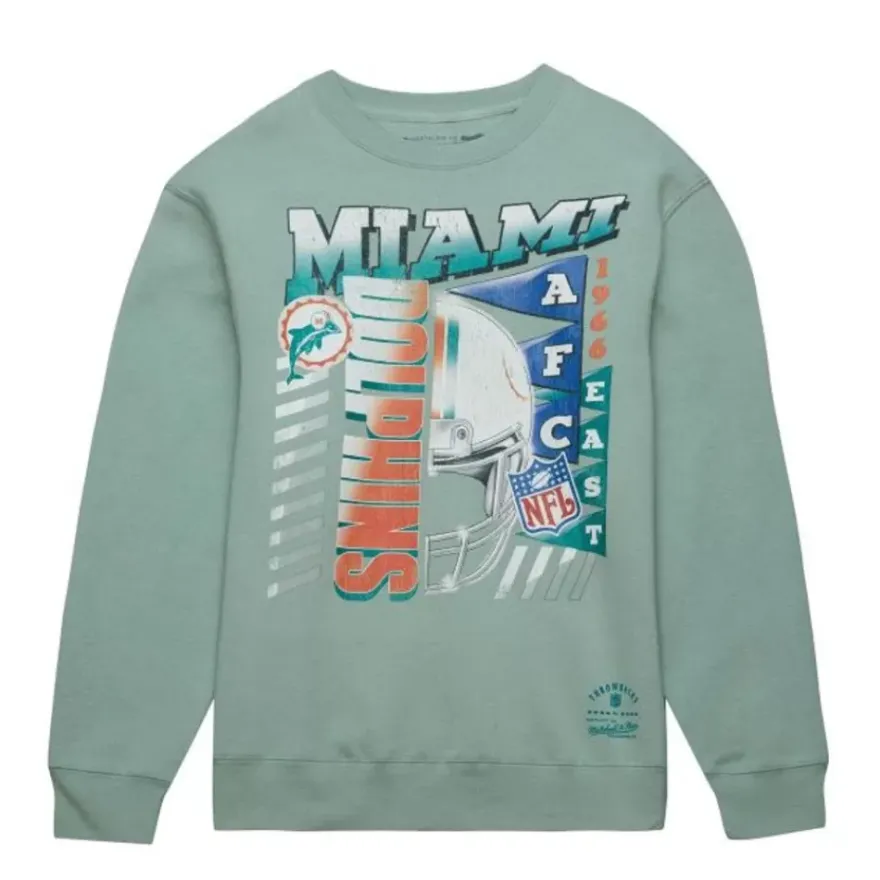 Mitchell & Ness Hoodies & Sweatshirts-Easy Cool Crewneck Sweatshirt Miami Dolphins