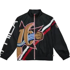 Mitchell & Ness Jackets & Outerwear-Exploded Logo Warm Up Jacket Philadelphia 76Ers