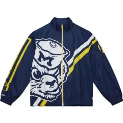 Mitchell & Ness Jackets & Outerwear-Exploded Logo Warm Up Jacket University Of Michigan
