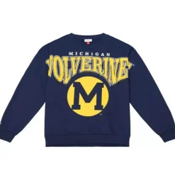 Mitchell & Ness Hoodies & Sweatshirts-Fashion Fleece Crew University Of Michigan