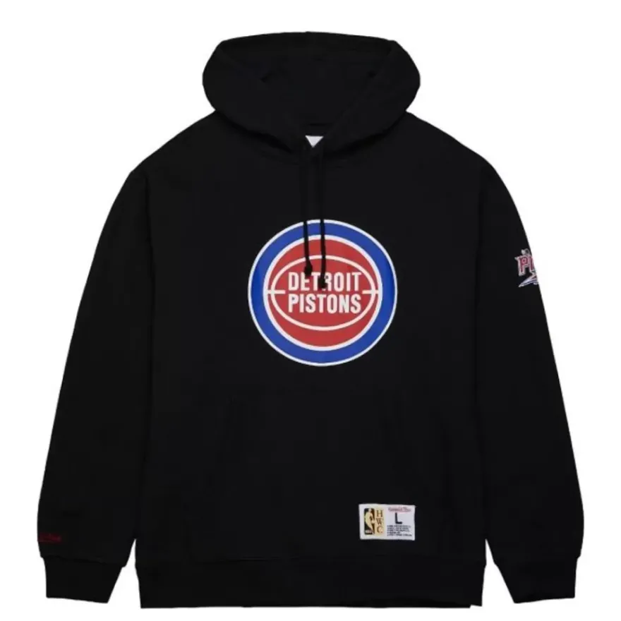Mitchell & Ness Hoodies & Sweatshirts-Game Time Fleece Hoodie Vintage Logo Detroit Pistons