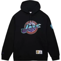 Mitchell & Ness Hoodies & Sweatshirts-Game Time Fleece Hoodie Vintage Logo Utah Jazz