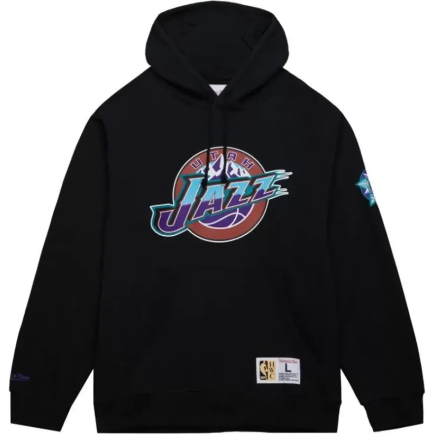 Mitchell & Ness Hoodies & Sweatshirts-Game Time Fleece Hoodie Vintage Logo Utah Jazz
