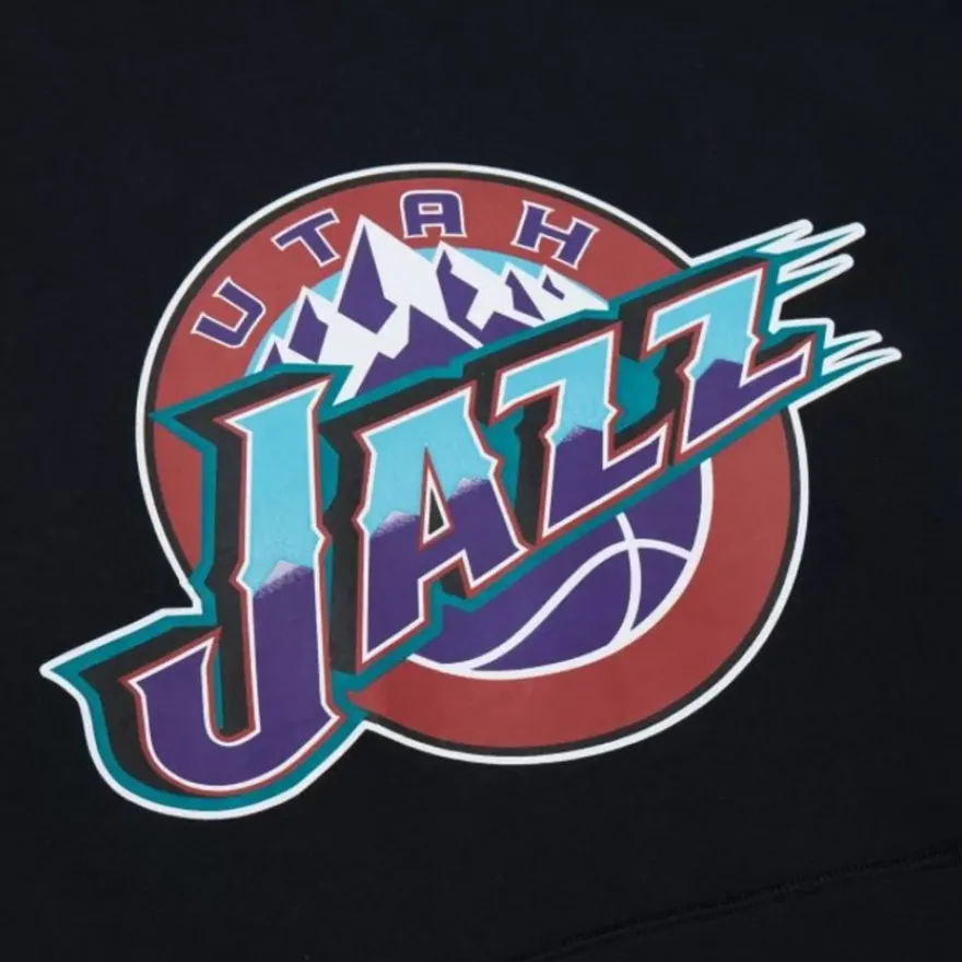 Mitchell & Ness Hoodies & Sweatshirts-Game Time Fleece Hoodie Vintage Logo Utah Jazz