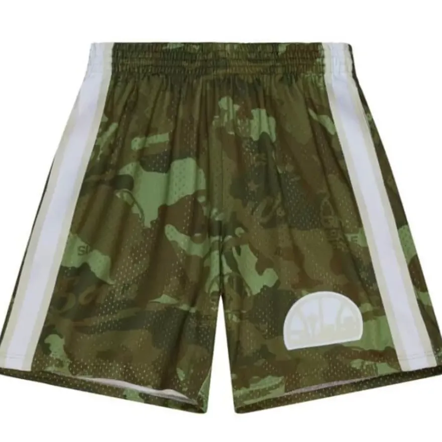 Mitchell & Ness Shorts-Ghost Green Camo Swingman Seattle Supersonics 1984-85 Shorts