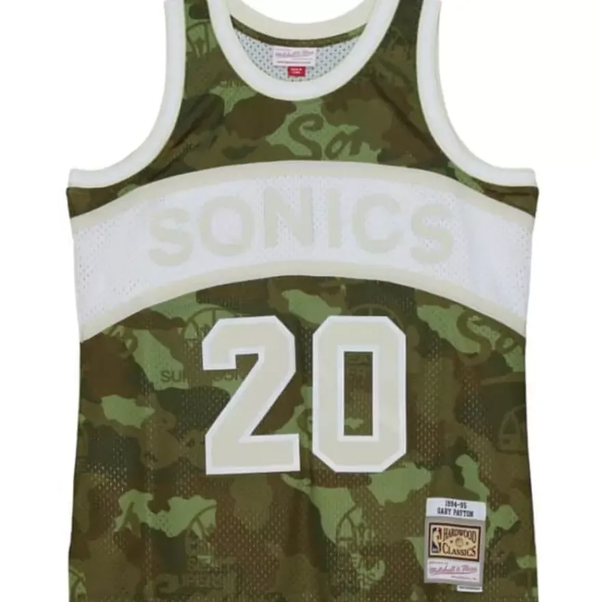 Mitchell & Ness Nba Swingman-Ghost Green Camo Swingman Gary Payton Seattle Supersonics 1984-85 Jersey