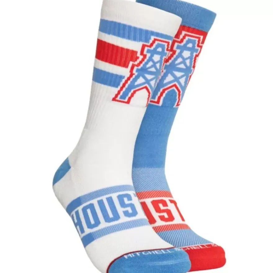 Mitchell & Ness Accessories-Hail Mary Crew Socks Houston Oilers