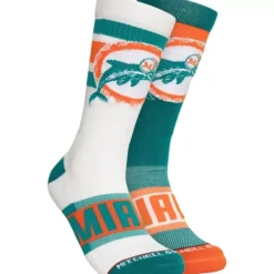 Mitchell & Ness Accessories-Hail Mary Crew Socks Miami Dolphins