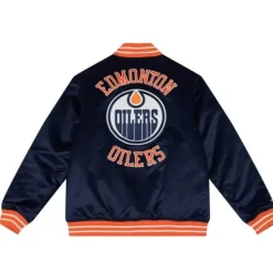 Mitchell & Ness Jackets & Outerwear-Heavyweight Satin Jacket Update Edmonton Oilers