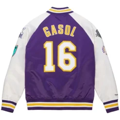 Mitchell & Ness Jackets & Outerwear-Hof N&N Satin Jacket Los Angeles Lakers Pau Gasol