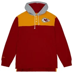 Mitchell & Ness Hoodies & Sweatshirts-Hooded Rugby Polo Kansas City Chiefs