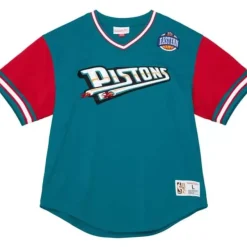 Mitchell & Ness T-Shirts & Tops-Hwc Night Mesh V-Neck Detroit Pistons