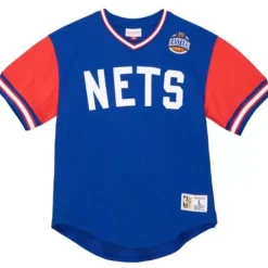Mitchell & Ness T-Shirts & Tops-Hwc Night Mesh V-Neck New York Nets