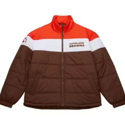 Mitchell & Ness Jackets & Outerwear-In The Clutch Puffer Jacket Vintage Logo Cleveland Browns