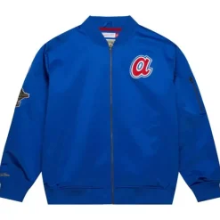 Mitchell & Ness Jackets & Outerwear-Lightweight Satin Bomber Vintage Logo Atlanta Braves