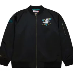 Mitchell & Ness Jackets & Outerwear-Lightweight Satin Bomber Vintage Logo Anaheim Ducks