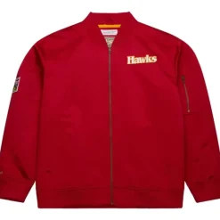 Mitchell & Ness Jackets & Outerwear-Lightweight Satin Bomber Vintage Logo Atlanta Hawks