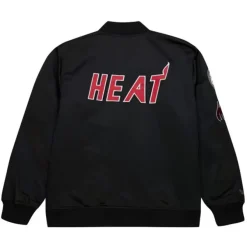 Mitchell & Ness Jackets & Outerwear-Lightweight Satin Bomber Vintage Logo Miami Heat