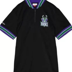 Mitchell & Ness T-Shirts & Tops-Mesh 1/4 Zip Milwaukee Bucks