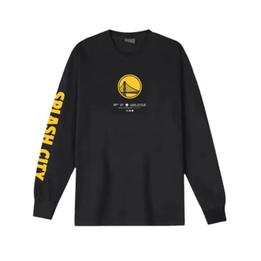 Mitchell & Ness T-Shirts & Tops-M&N X Br World Tour Long Sleeve Golden State Warriors