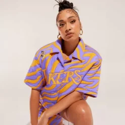 Mitchell & Ness T-Shirts & Tops-M&N X Melody Ehsani Puffer Shirt Los Angeles Lakers