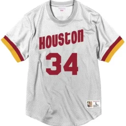 Mitchell & Ness T-Shirts & Tops-Name & Number Mesh Crewneck Houston Rockets Hakeem Olajuwon