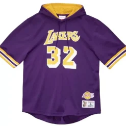 Mitchell & Ness T-Shirts & Tops-Name & Number Mesh Ss Hoodie Los Angeles Lakers 1985 Magic Johnson