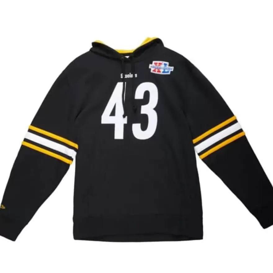 Mitchell & Ness Hoodies & Sweatshirts-Name And Number Fleece Hoodie Pittsburgh Steelers 2006 Troy Polamalu