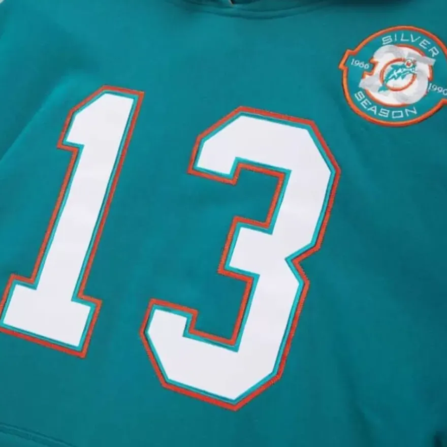 Mitchell & Ness Hoodies & Sweatshirts-Name And Number Fleece Hoodie Miami Dolphins 1990 Dan Marino