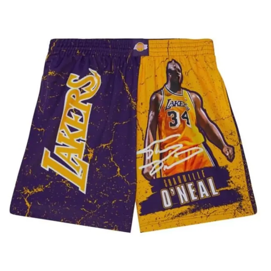 Mitchell & Ness Shorts-Player Burst Mesh Shorts Los Angeles Lakers Shaquille O'Neal