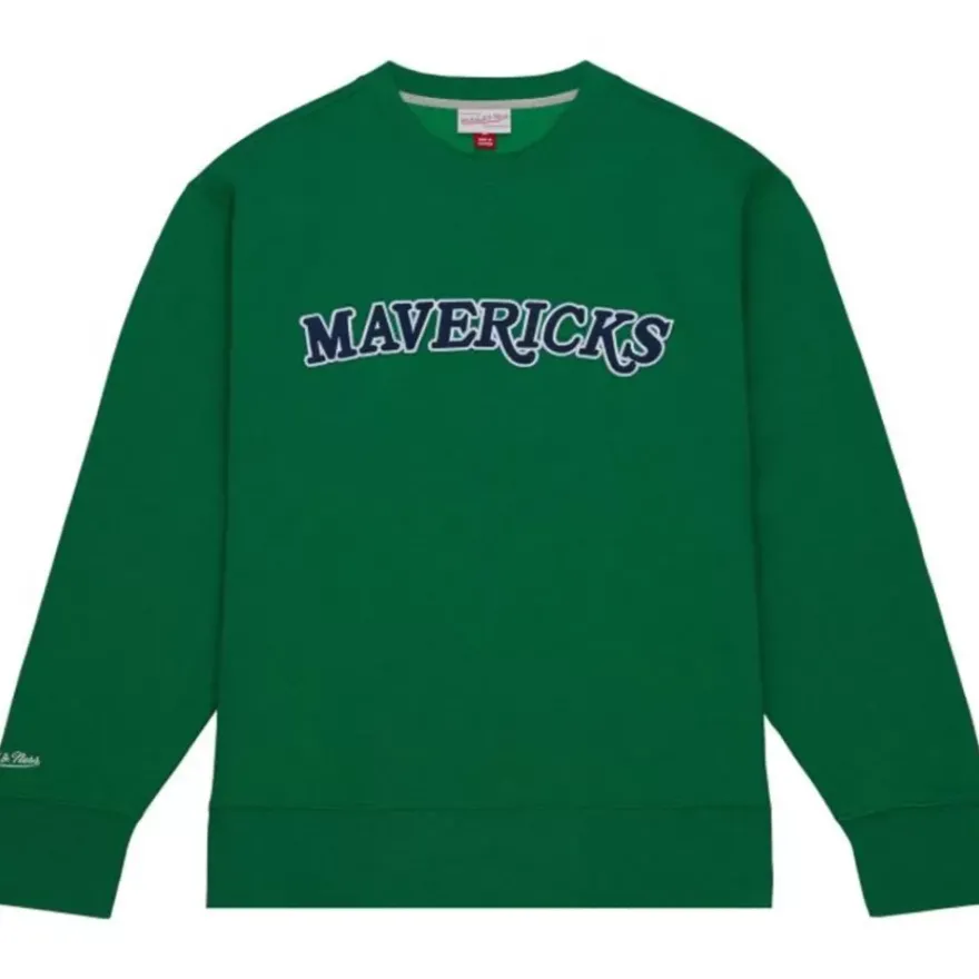 Mitchell & Ness Hoodies & Sweatshirts-Playoff Win 2.0 Crew Vintage Dallas Mavericks