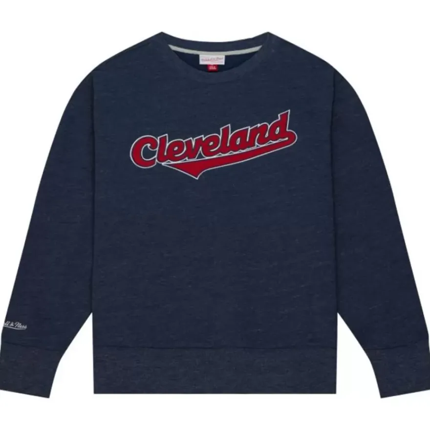 Mitchell & Ness Hoodies & Sweatshirts-Playoff Win 2.0 Crew Vintage Cleveland Guardians