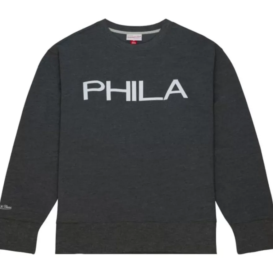 Mitchell & Ness Hoodies & Sweatshirts-Playoff Win 2.0 Crew Vintage Philadelphia 76Ers