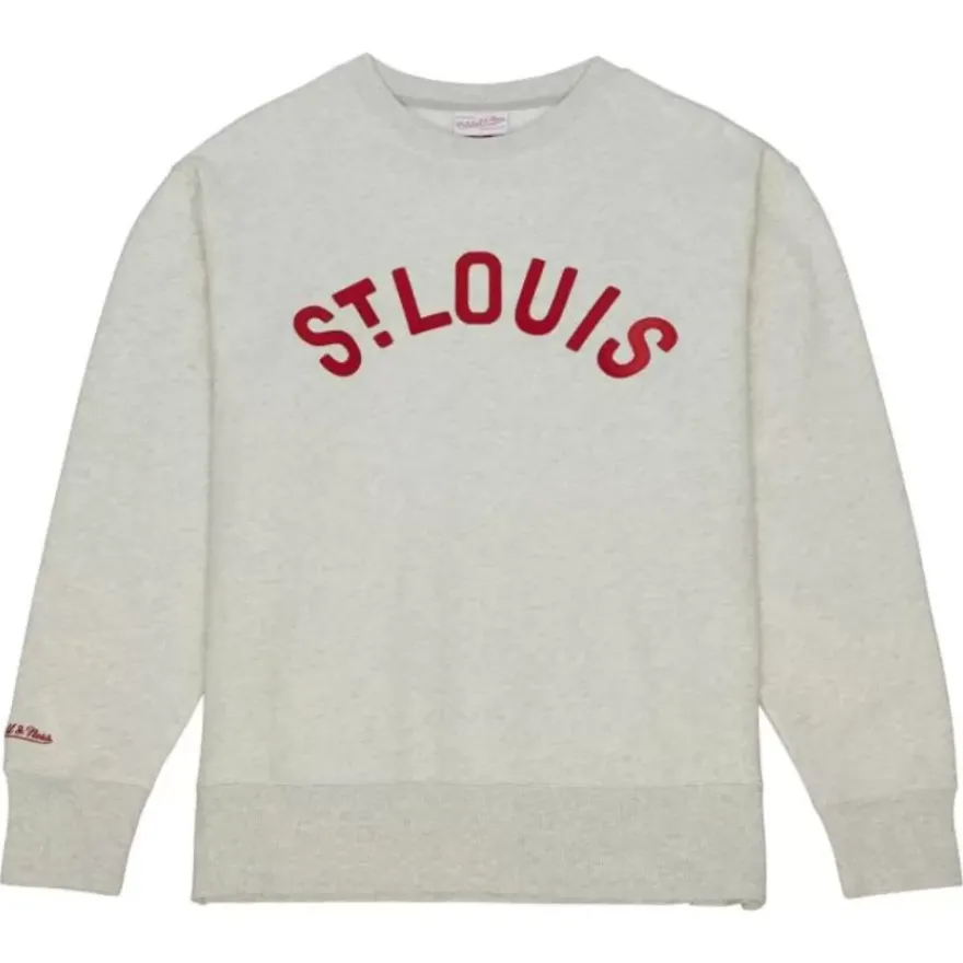Mitchell & Ness Hoodies & Sweatshirts-Playoff Win 2.0 Crew Vintage St. Louis Cardinals