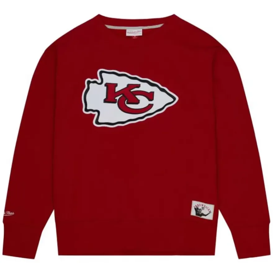 Mitchell & Ness Hoodies & Sweatshirts-Playoff Win 2.0 Crew Vintage Kansas City Chiefs