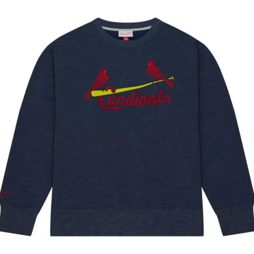 Mitchell & Ness Hoodies & Sweatshirts-Playoff Win 2.0 Crew Vintage St. Louis Cardinals