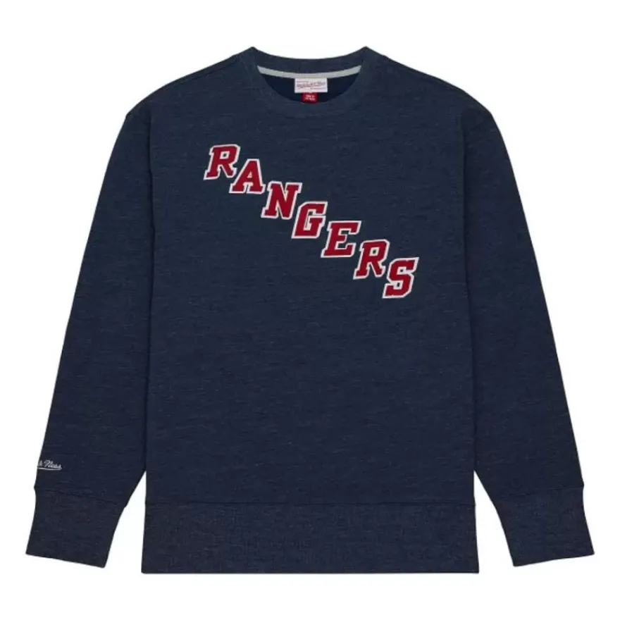 Mitchell & Ness Hoodies & Sweatshirts-Playoff Win 2.0 Crew Vintage New York Rangers